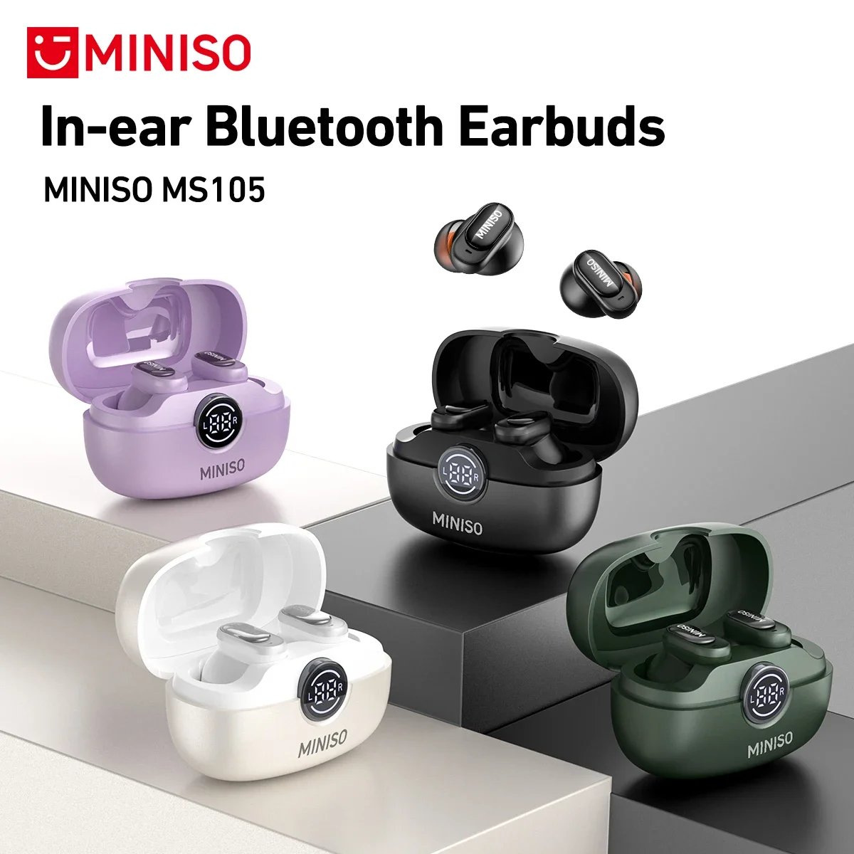 Type C Wired Earphones With Mic - MINISO MS105 หูฟังบลูทูธหูฟังชนิดใส่ในหูหูฟังแบบนุ่มหูฟังไร้สายกันน้ำ IPX5