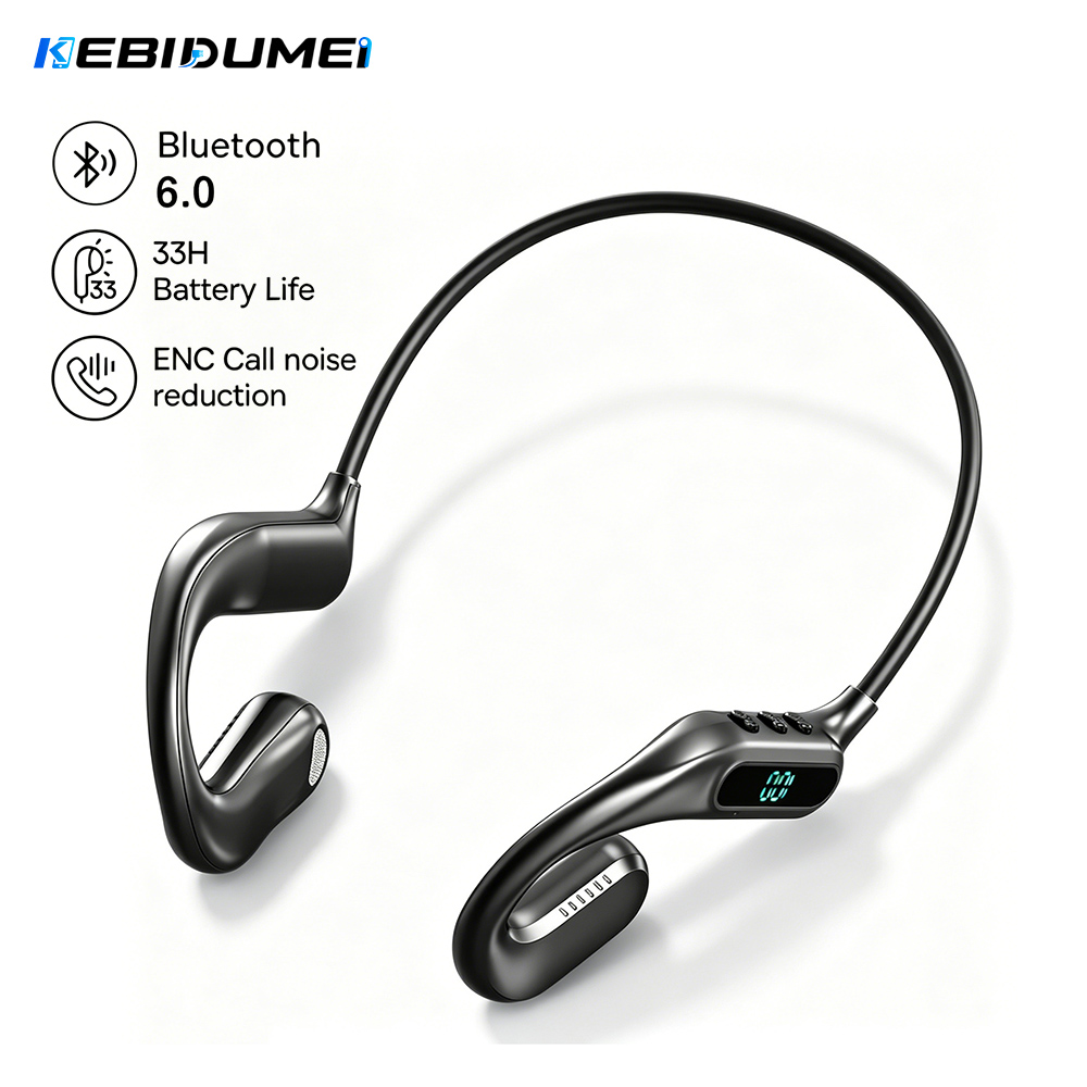 Bone Conduction Running Headphones - KEBIDUMEI หูฟังบลูทูธ 6.0 แบบเปิดหูชุดหูฟังแบบคล้องคอ TWS หูฟังไร้สายกีฬาไฮไฟสเตอริโอหูฟังลดเสียงรบกวน