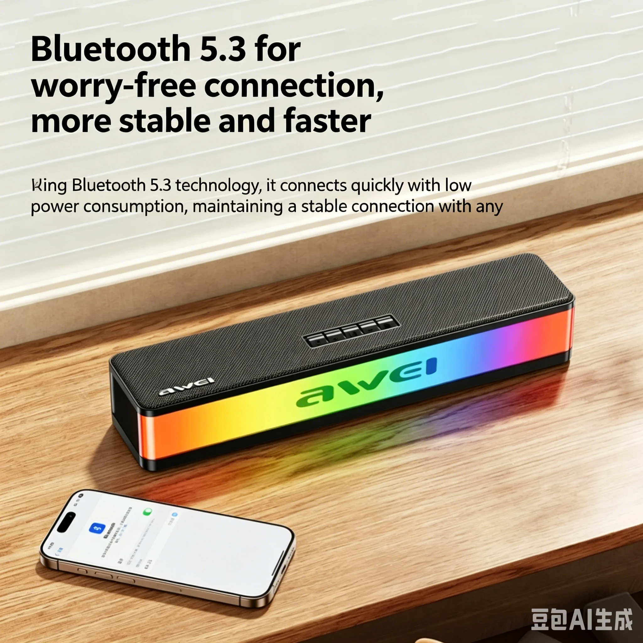 Rgb Computer Soundbar For Pc - RGB ลำโพงบลูทูธซาวด์บาร์ 20W ซับวูฟเฟอร์ทรงพลัง 1800mAh กล่องเสียงตั้งโต๊ะแบบชาร์จไฟได้หลายอินเทอร์เฟซสำหรับแล็ปท็อปพีซีทีวี