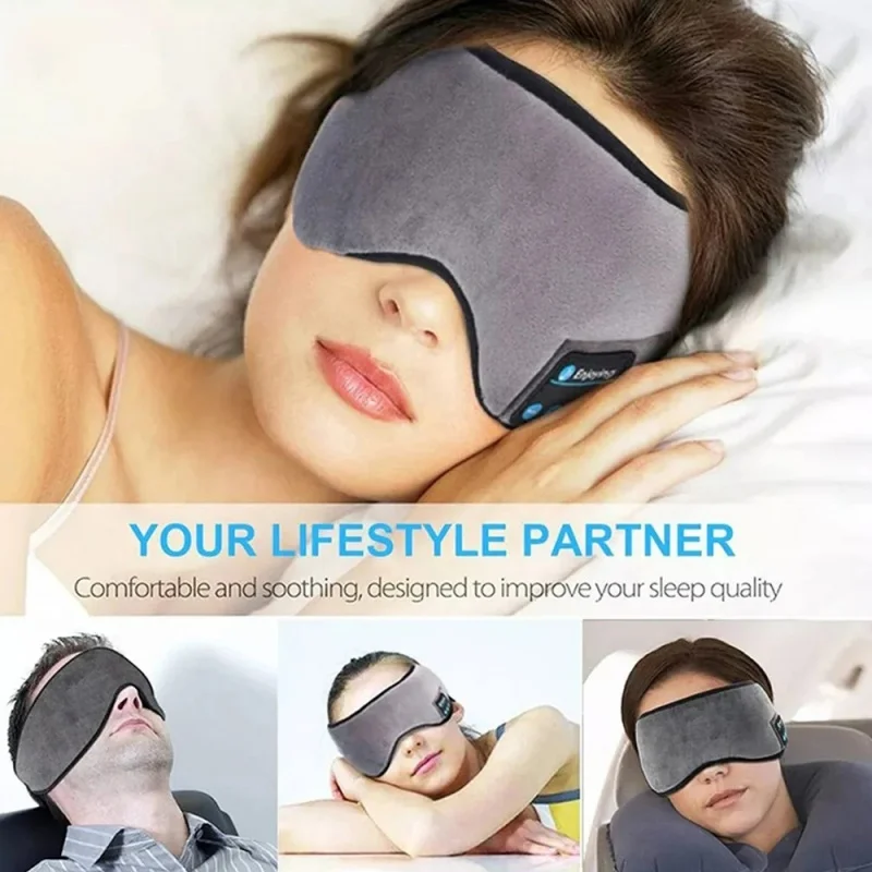 Sleep Mask Headphones Bluetooth - ที่คาดผมบลูทูธไร้สายสำหรับนอนหลับ พร้อมที่ปิดตา 3 มิติ ปิดกั้นแสง หูฟังสเตอริโอในตัว