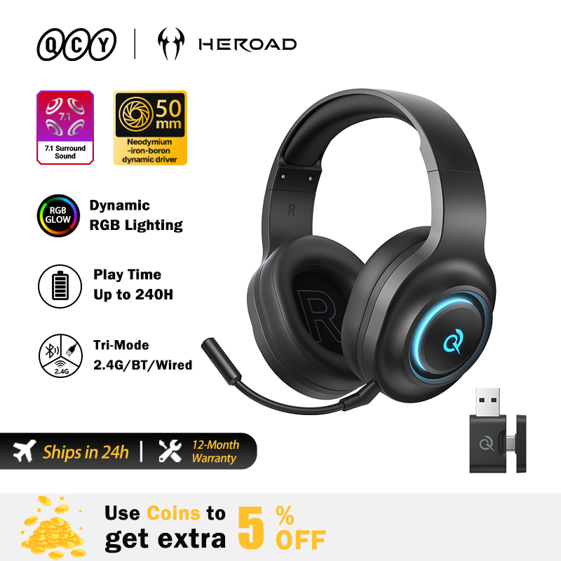 Gaming Headset With Mic Rgb - หูฟังเกมมิ่ง QCY Heroad V200 พร้อมไมโครโฟน ระบบเสียง