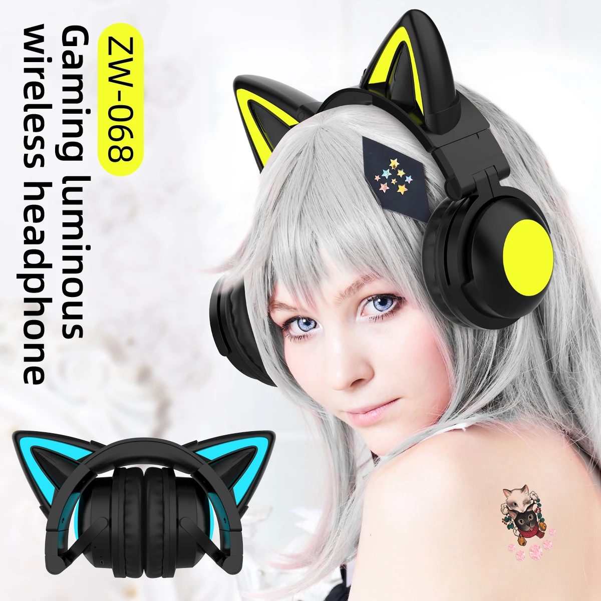 ZW068 หูฟังบลูทูธ LED light Ca - Cat Ear Bluetooth Headset Led บทวิจารณ์และราคา